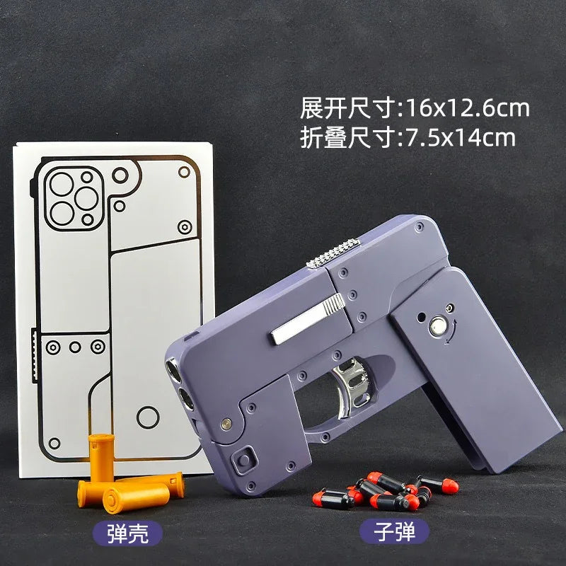 IC380 Foldable Phone Case Shape Pistol Creative Toy Bullet Gun With Bullet Adult Children Cute Case Model Phone Accessories Gift