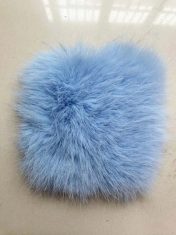 Luxury Faux Fox Fur Coat Slim Long Pink Red Blue Faux Fur Jacket Women