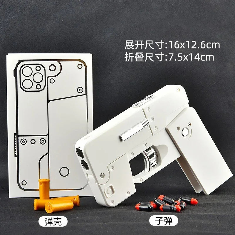 IC380 Foldable Phone Case Shape Pistol Creative Toy Bullet Gun With Bullet Adult Children Cute Case Model Phone Accessories Gift