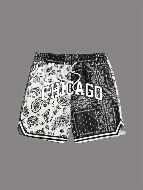 2025 Summer Hot Chicago and Paisley Pattern Basketball Pants Jersey