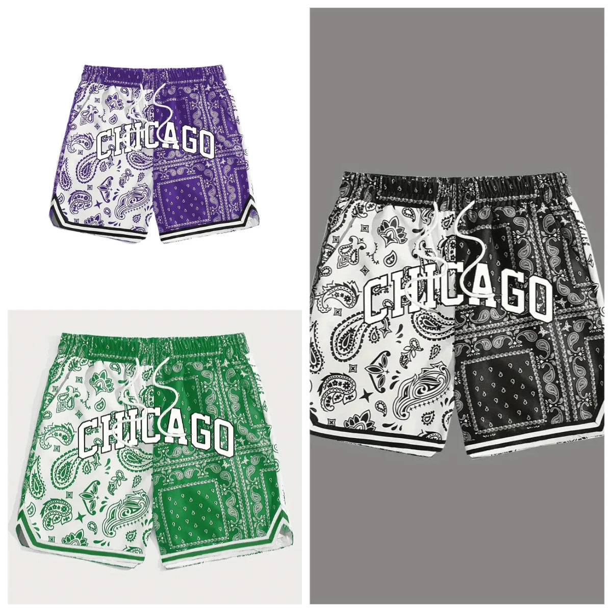 2025 Summer Hot Chicago and Paisley Pattern Basketball Pants Jersey