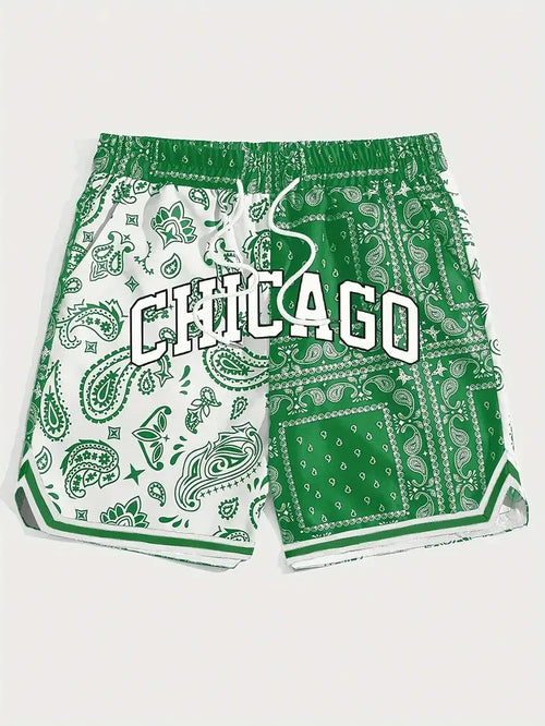 2025 Summer Hot Chicago and Paisley Pattern Basketball Pants Jersey