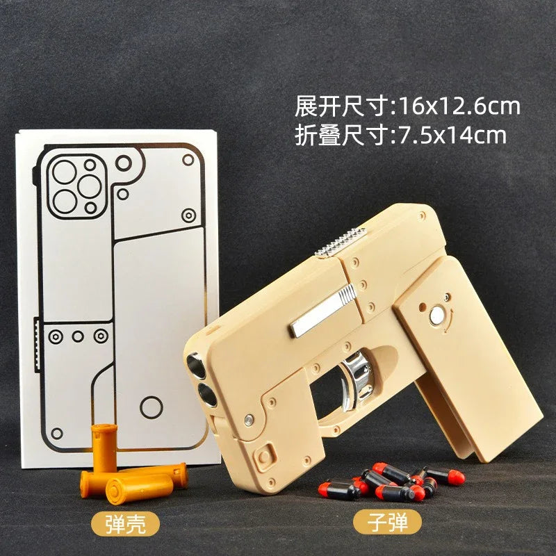 IC380 Foldable Phone Case Shape Pistol Creative Toy Bullet Gun With Bullet Adult Children Cute Case Model Phone Accessories Gift
