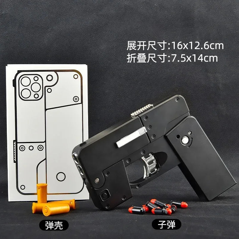 IC380 Foldable Phone Case Shape Pistol Creative Toy Bullet Gun With Bullet Adult Children Cute Case Model Phone Accessories Gift