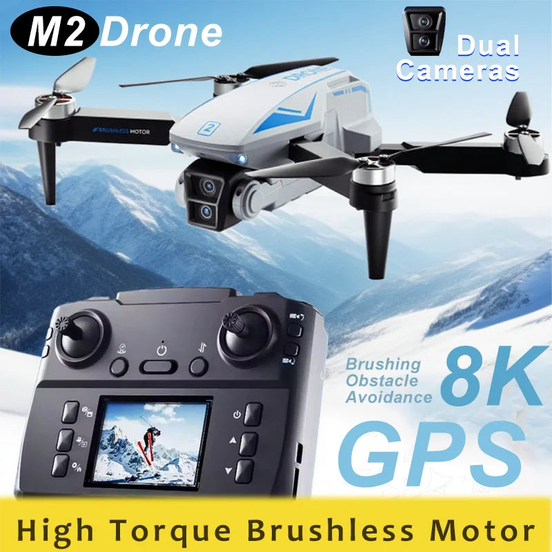 New 2025 M2 Drone 8K Professinal With 1080P Wide Angle HD Camera RC Quadcopter Foldable Helicopter WIFI FPV Height Hold Gift Toy