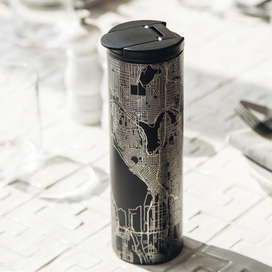 Chicago - Illinois Map Tumbler in Matte Black