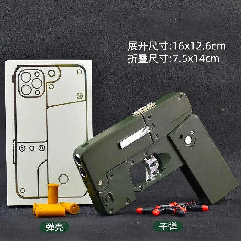 IC380 Foldable Phone Case Shape Pistol Creative Toy Bullet Gun With Bullet Adult Children Cute Case Model Phone Accessories Gift