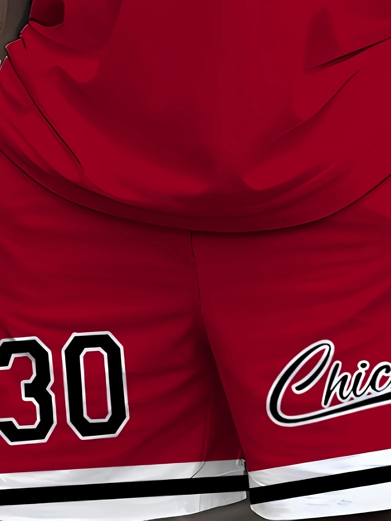 Men's Plus Casual Sports T-Shirt & Shorts Set, 3D Chicago Print, Crew