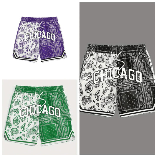 2025 Summer Hot Chicago and Paisley Pattern Basketball Pants Jersey